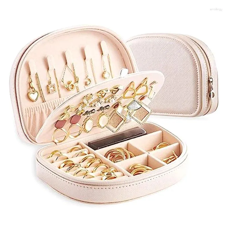 Pochettes à bijoux 1 pièce boîte de voyage étui en forme de coquillage abricot PU pour femmes rangement