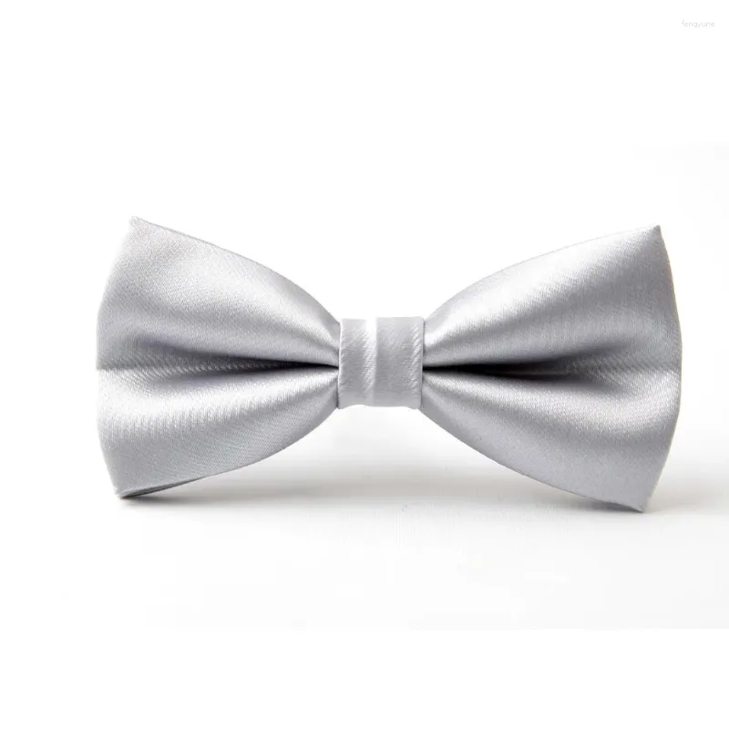 Bow Ties Solid Color Silver Tie Farterfly For Men Pretied Neck 2023