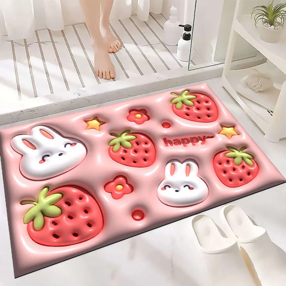 Tapis de sol en cuir Napa, antidérapant, œil nu, 3d, pour salle de bain, toilettes, entrée, chambre à coucher, salon, boue de diatomées