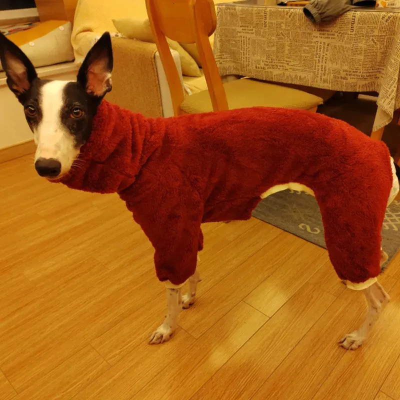 Vêtements de chien Onesies d'hiver pour chiens grands vêtements de chiot doux col haut chaud lévrier italien lâche costumes épais à quatre pattes 231202