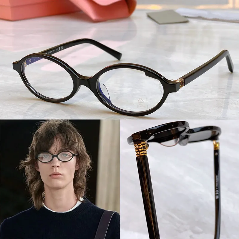 Van THE RUNWAY M Regard zonnebril modieuze retro heren en dames acetaat ovaal frame dunne rand en ultraplatte lenspoot met metalen niu-symbool SMU04Z-F-stijl bril