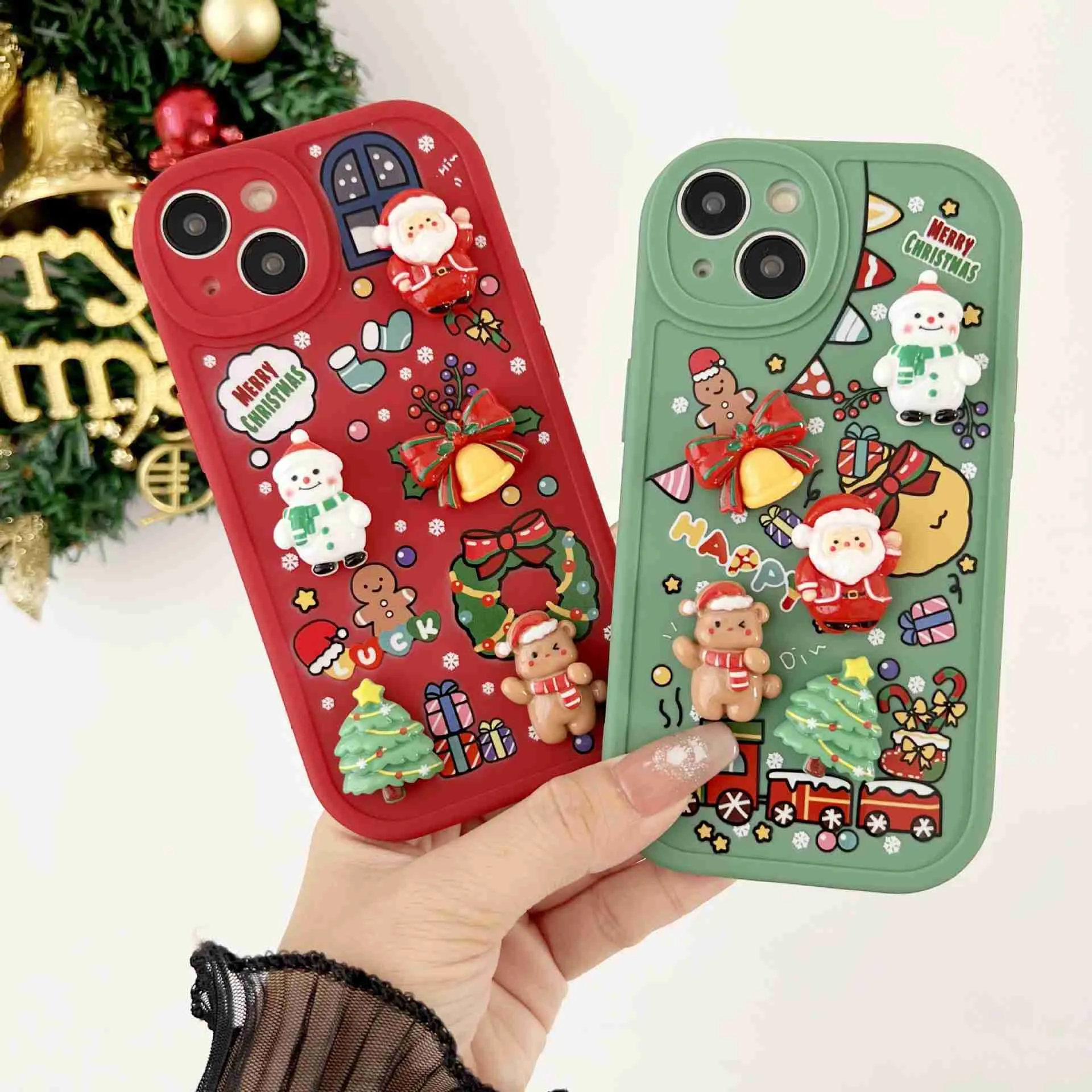 custodia Natale 3D Babbo Natale telefono Custodia morbida in silicone resistente alle cadute di Apple