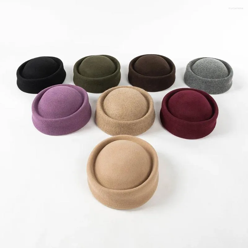 Boinas King Trigo Lana blanca Fedora para niños Invierno Cálido Aerolínea Azafata Cap Stage Show Pose Vendaje Casual Boy Girl Hat