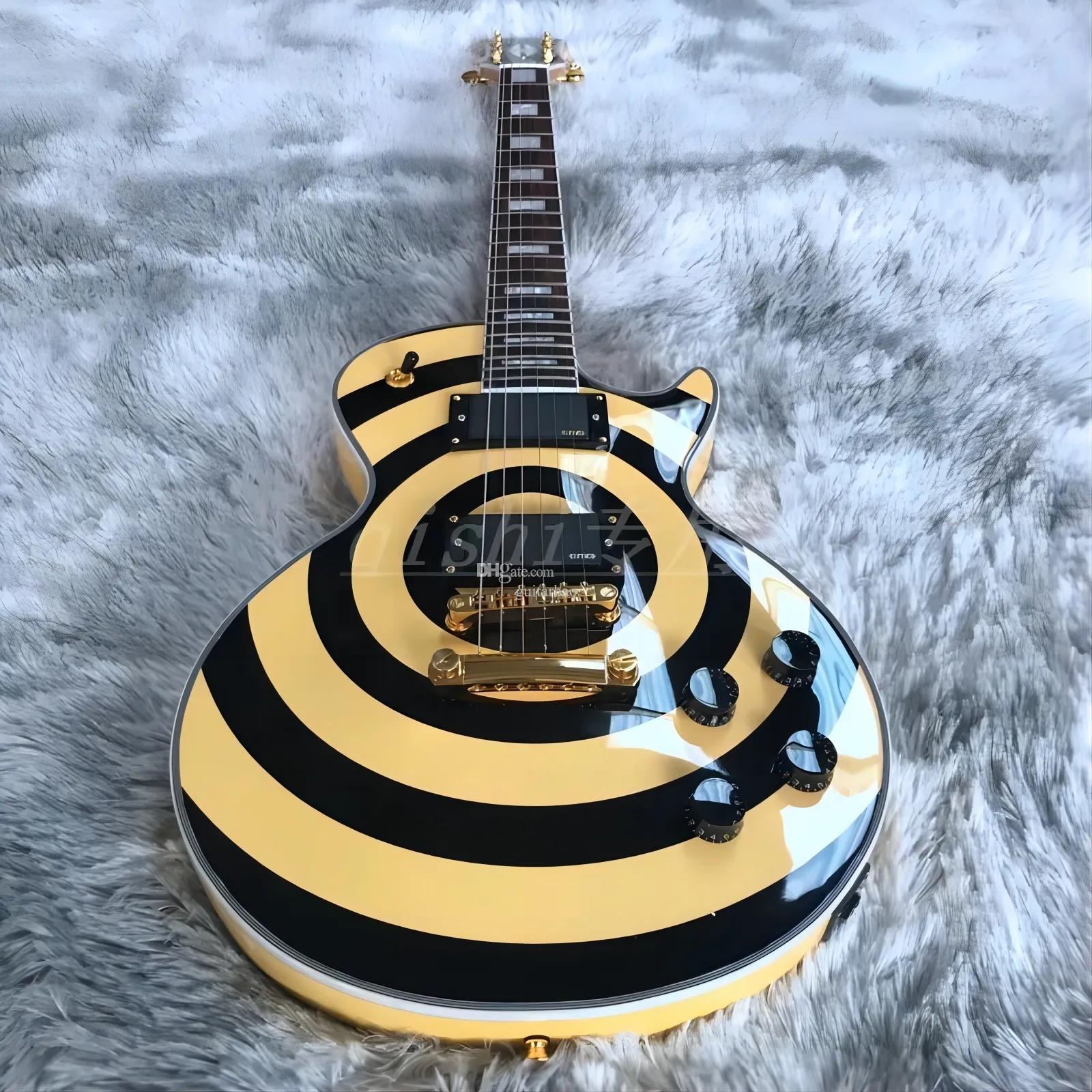 Zakk Wylde Bullseye Electric Guitar, Cream & Black, EMG 81/85 Pickups, Gold Truss Rod Cover, White MOP Block Fingerboard Inlay Zakk Wylde Bullseye Electric Guitar, Cream & Black, EMG 81/85 Pickups, Gold Truss Rod Cover, White MOP Block Fingerboard Inlay