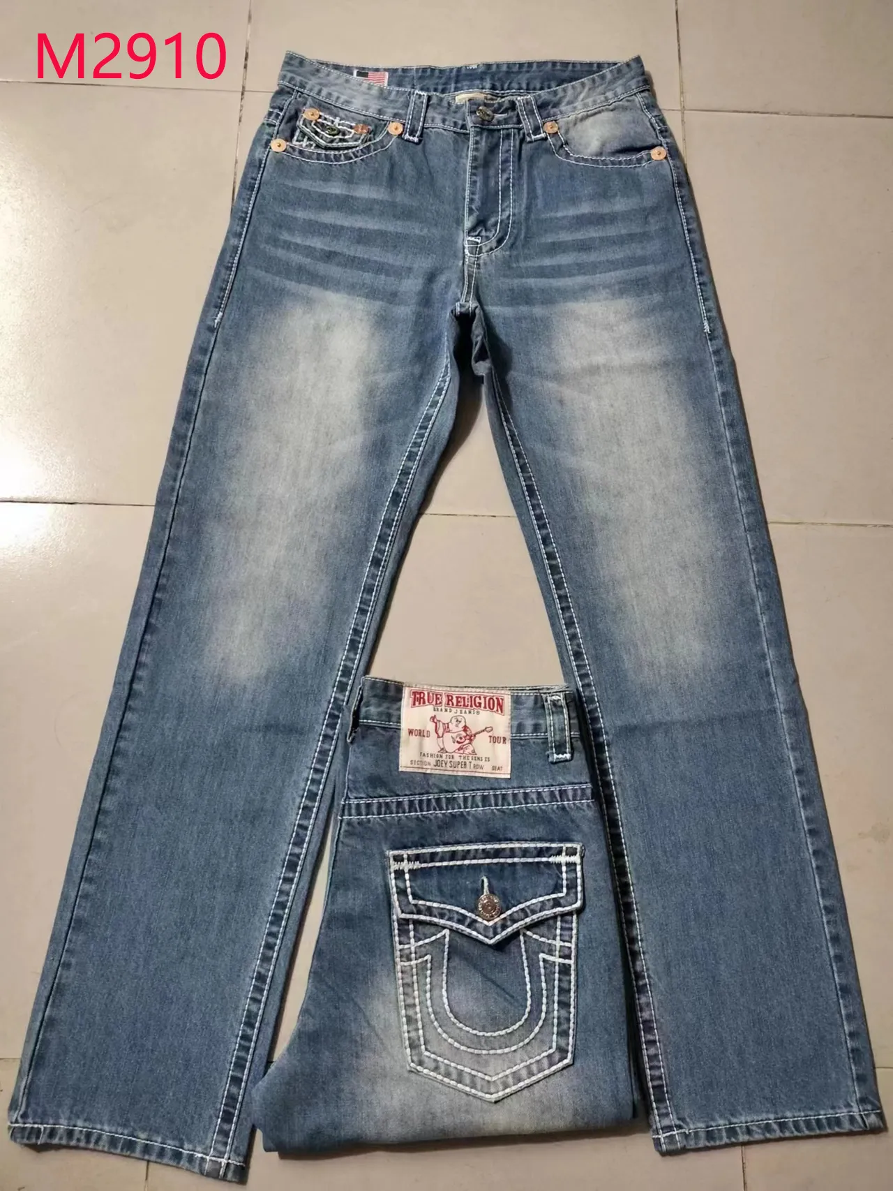 Jeans da uomo pantaloni da uomo firmati adesivi skinny neri lavaggio chiaro strappati moto rock revival joggers true religions men M2910