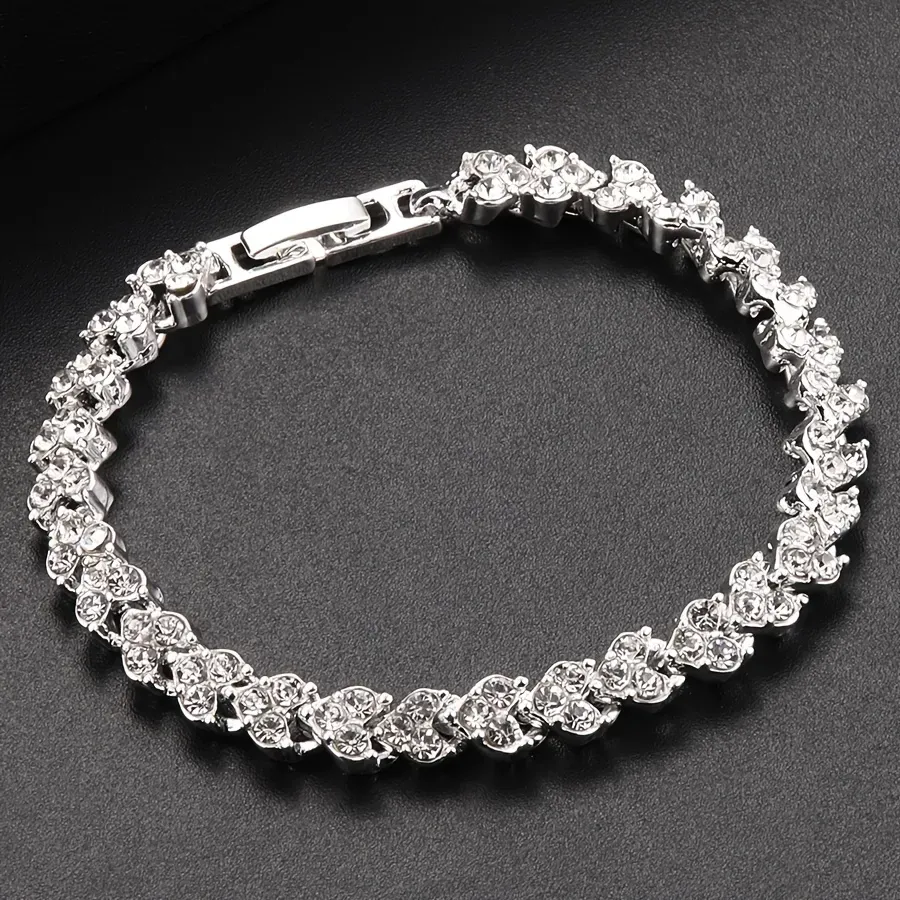 Bracciale lampeggiante intarsiato con zirconi di moda di lusso per bracciale da donna, regalo di gioielli per anniversario di festa di nozze