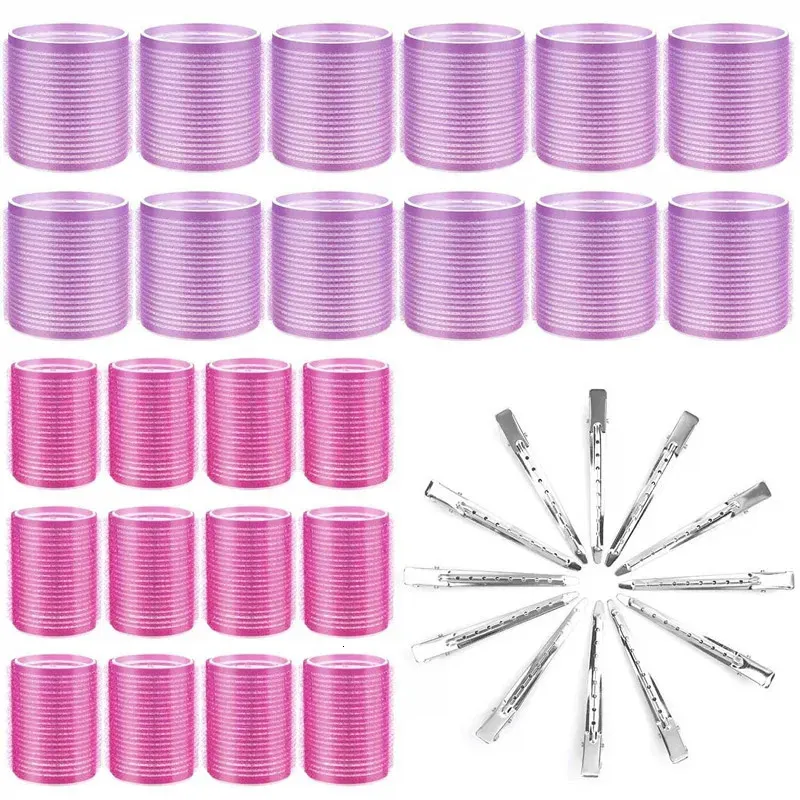 Rolos de cabelo Auto Grip Encrespadores de cabelo 36pcs Jumbo Big Hair Roller Set com clipe de pato de aço inoxidável para franjas longas, médias, curtas e finas 231202