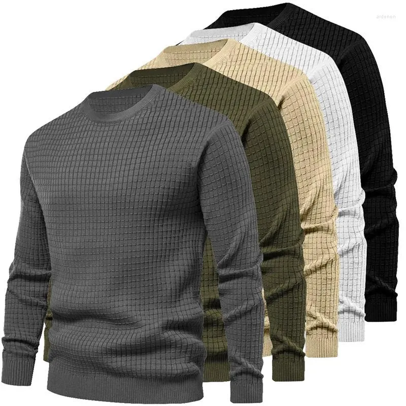 T-shirts pour hommes automne hiver haute qualité col rond à manches longues chemise mode sport décontracté maille tricot de base pour hommes