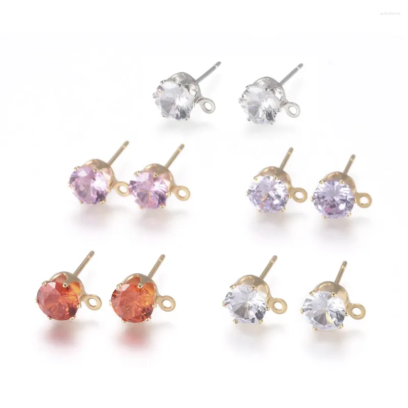 Boucles d'oreilles Kissitty 20 paires, forme ronde plate en laiton plaqué longue durée, résultats de boucles d'oreilles pour accessoires de bricolage, bijoux cadeau