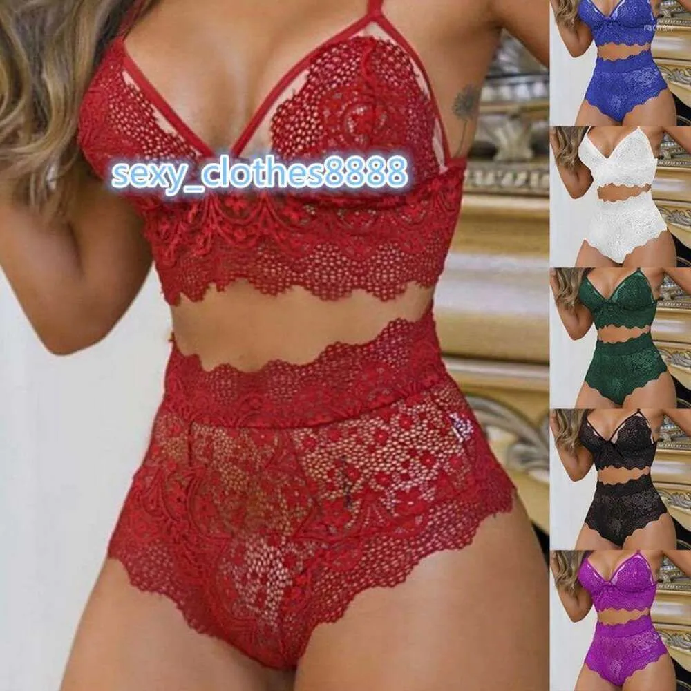 Bras Sets Sexy ropa interior ultrathin set profundo v brassiere mujeres verdes lencería bordado de bordado transparente