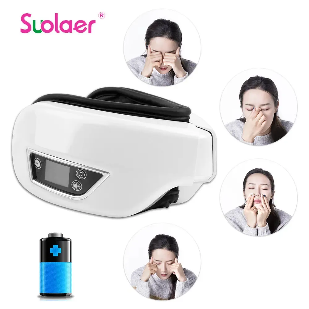 Eye Masseur Masseur pour les yeux 6D Airbag intelligent Vibration Instrument de soins des yeux Compresser Bluetooth Lunettes de massage des yeux Poche de fatigue Rides 231220