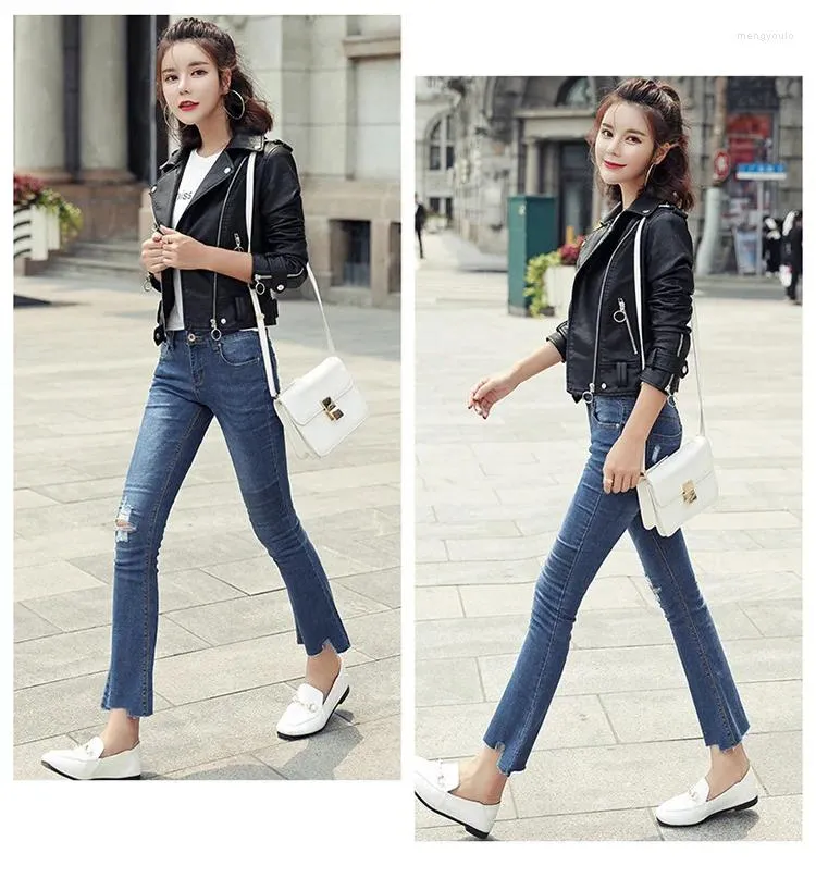 Womens Leather Ring Zipper Lapel Coat 2023 Short Jacket Showing Thin From Mengyoulo 48.96 DHgate.Com