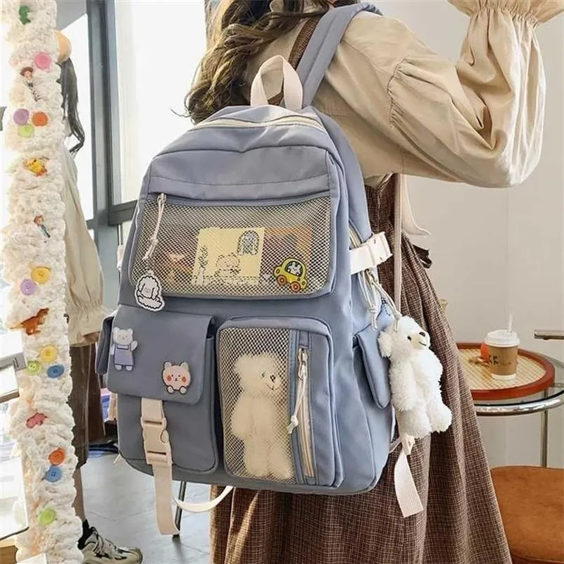 Koreańskie plecaki na dużych pojemności Kobiety Kawaii Uczniowie Preppy ITA Bagna dla nastolatków dziewcząt słodkie wodoodporne torby szkolne 211026257B