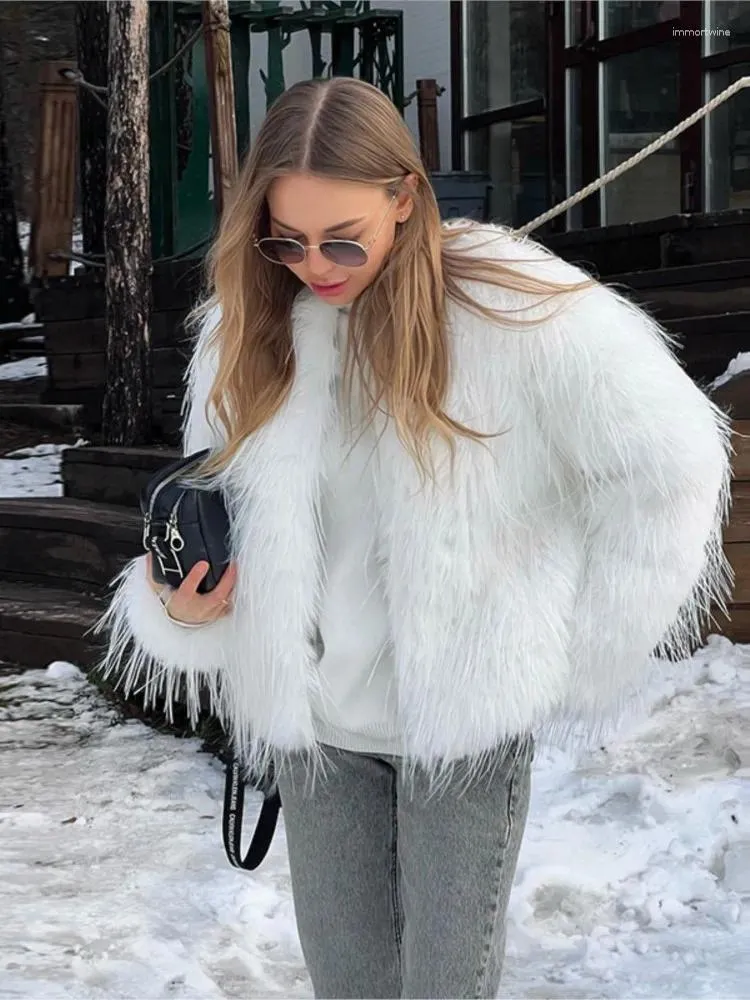 Manteau en Faux fourrure pour femme, veste courte épaisse et chaude à manches longues, tenues féminines, Streetwear, vêtements d'extérieur pour dames, 2024