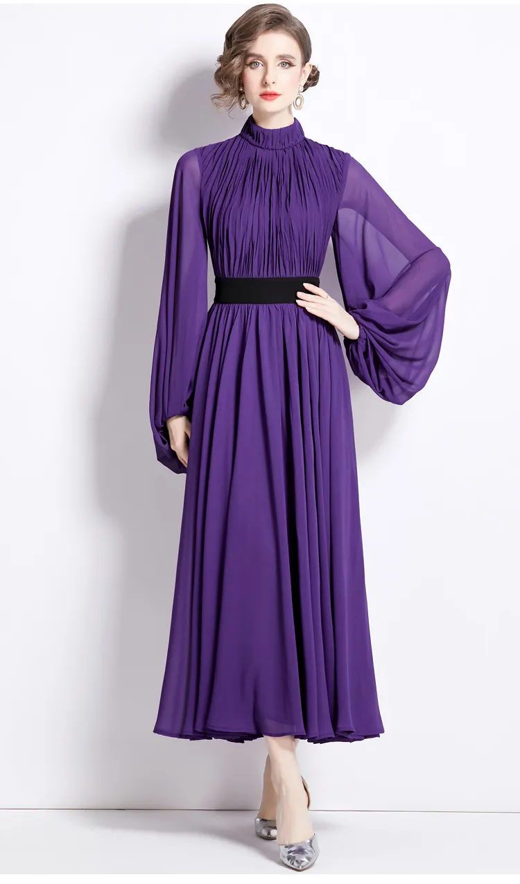 purple long sleeve dress Floral Print V Neck Vintage Dress, Purple / L Great for any cup size Purple Long Sleeve Dresses |