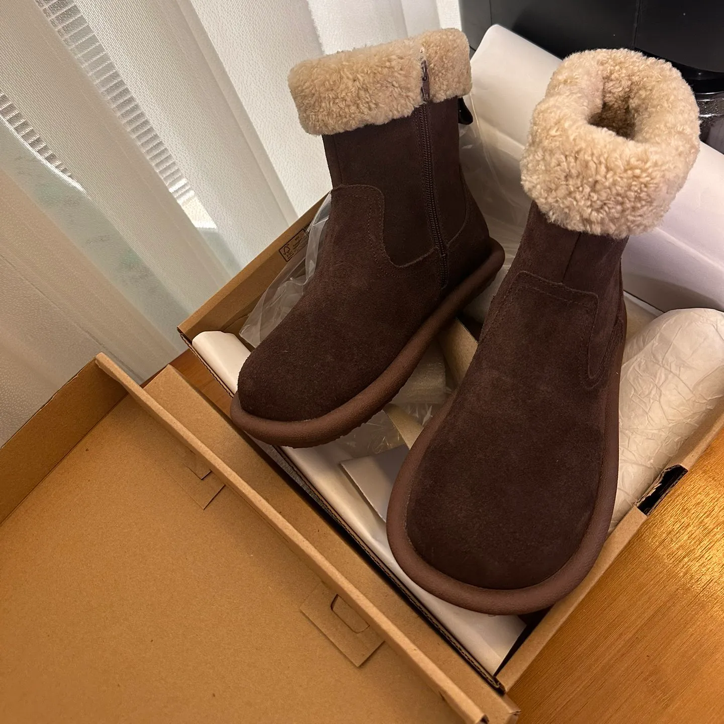 Bottes de moutons faits à la main d'automne et d'hiver à la main avec une couche supérieure de bottes de neige en daim de vache 【code ：L】UGG snow boot