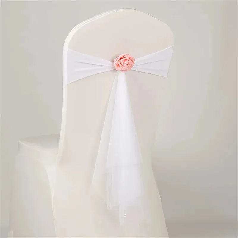 SASHES 10st bröllopsstol Sash Rose Ball Artifical Flower Party Decoration Chairs for Events 231202