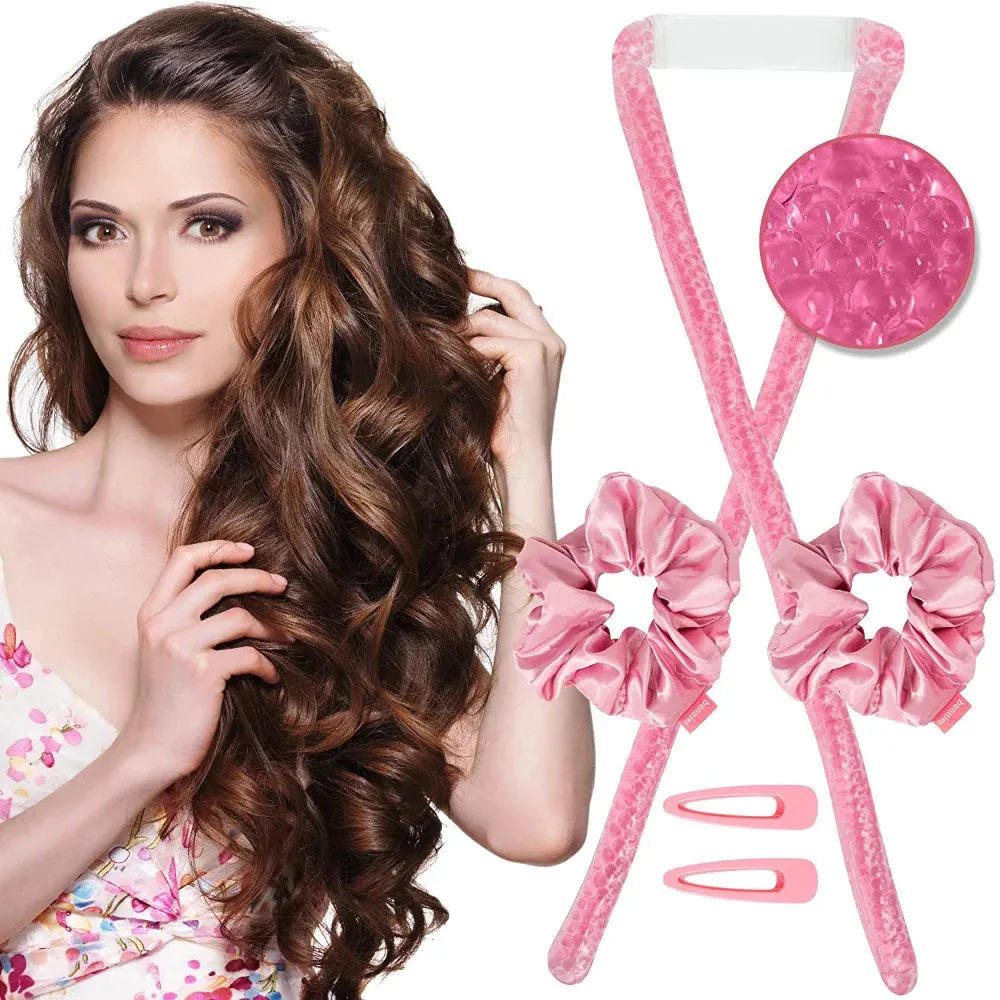 Heatless Curling Rod Hair Rollers Soft TPU Beads for Curly Hair Gel Curler Lazy Curls Styling Tools 2024