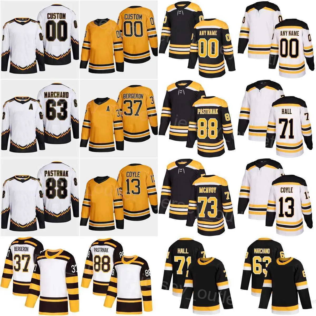 Uomo Bambino Donna Hockey Reverse Retro 88 Maglia David Pastrnak 37 Patrice Bergeron 71 Taylor Hall 73 Charlie McAvoy 13 Charlie Coyle 12 Craig