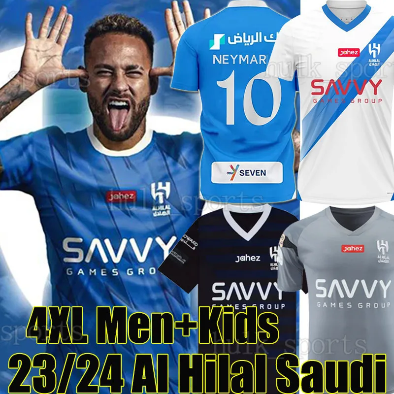 4XL 23/24 Al Hilal Saudi Neymar Jr 축구 유니폼 세 번째 팬 팔리어 버전 Ruben Neves Pereira Salem M.Kanno Bulayhi Mayoof Salem Eduardo 남자 키트 풋볼 셔츠