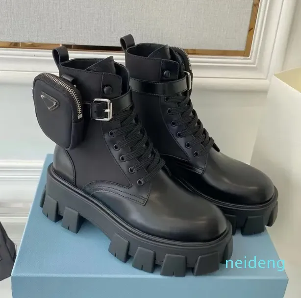 Дизайнерские ботинки Rois Monolith Boots Ботинки Martin из телячьей кожи Женские ботинки на платформе со съемной нейлоновой сумкой Боевые ботинки