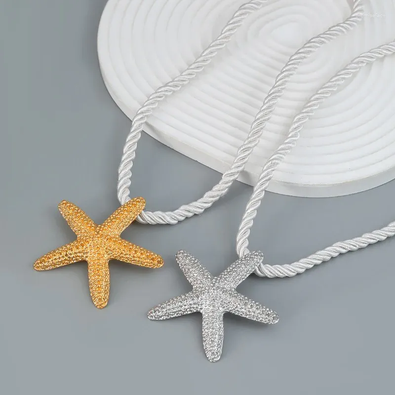 Pendant Necklaces Thick Rope Chain Metal Starfish Necklace For Women Girls Large 2023 Trend Summer Jewelry Holiday Party Accessories