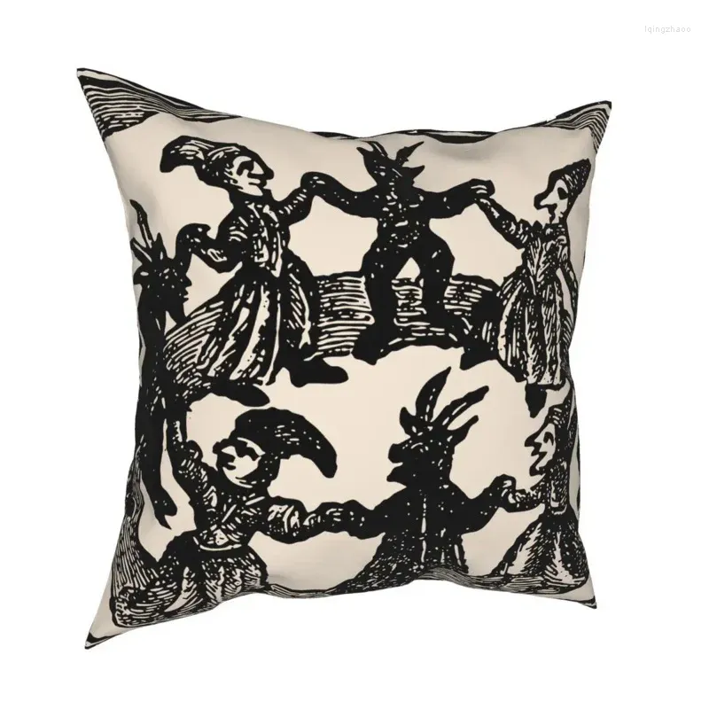 Kudde Witches Circle Dance Pillow Case Soft Polyester Cover Decor Gothic Case Bedroom Square 45 45cm