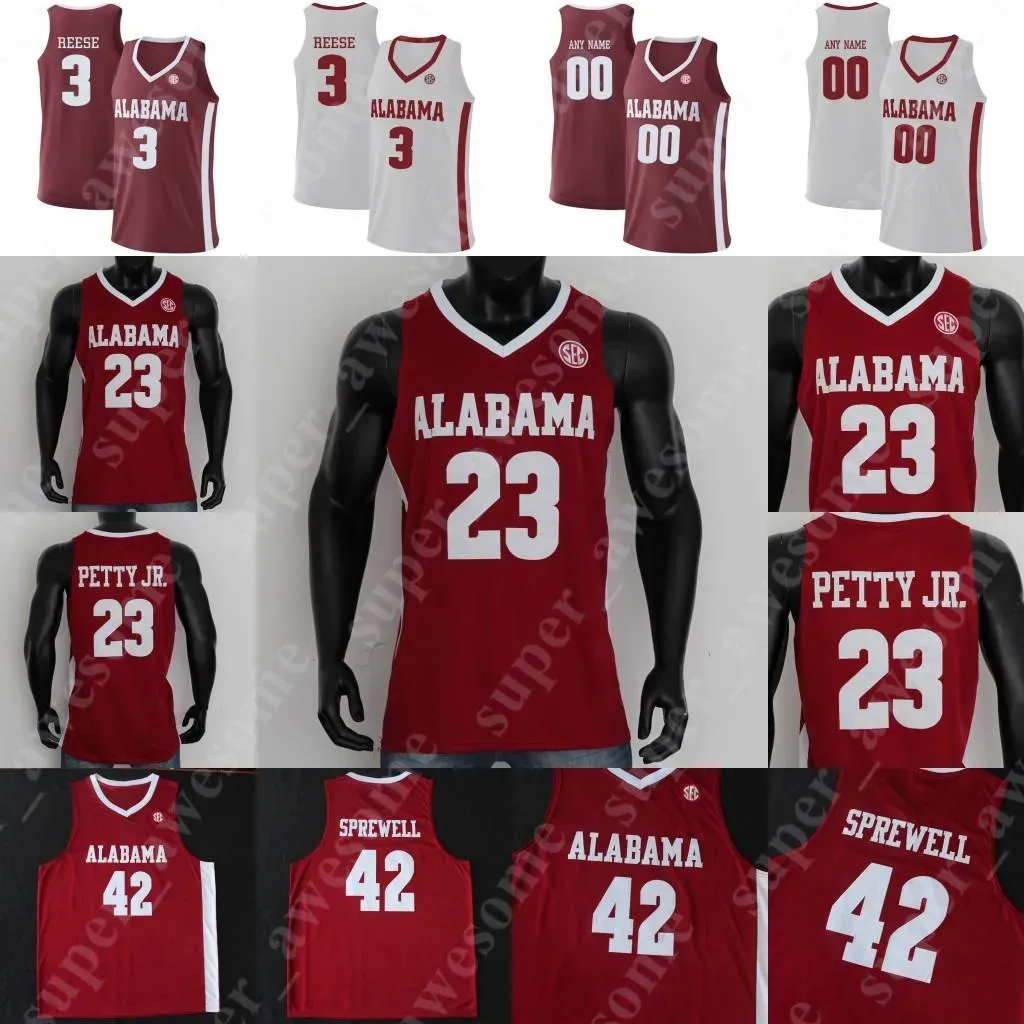 College wear NCAA Alabama Crimson Tide Basketball Jersey Kira Lewis Jr Jaden Shackelford John Petty Jr Herbert Jones Robert Horry Alex Reese