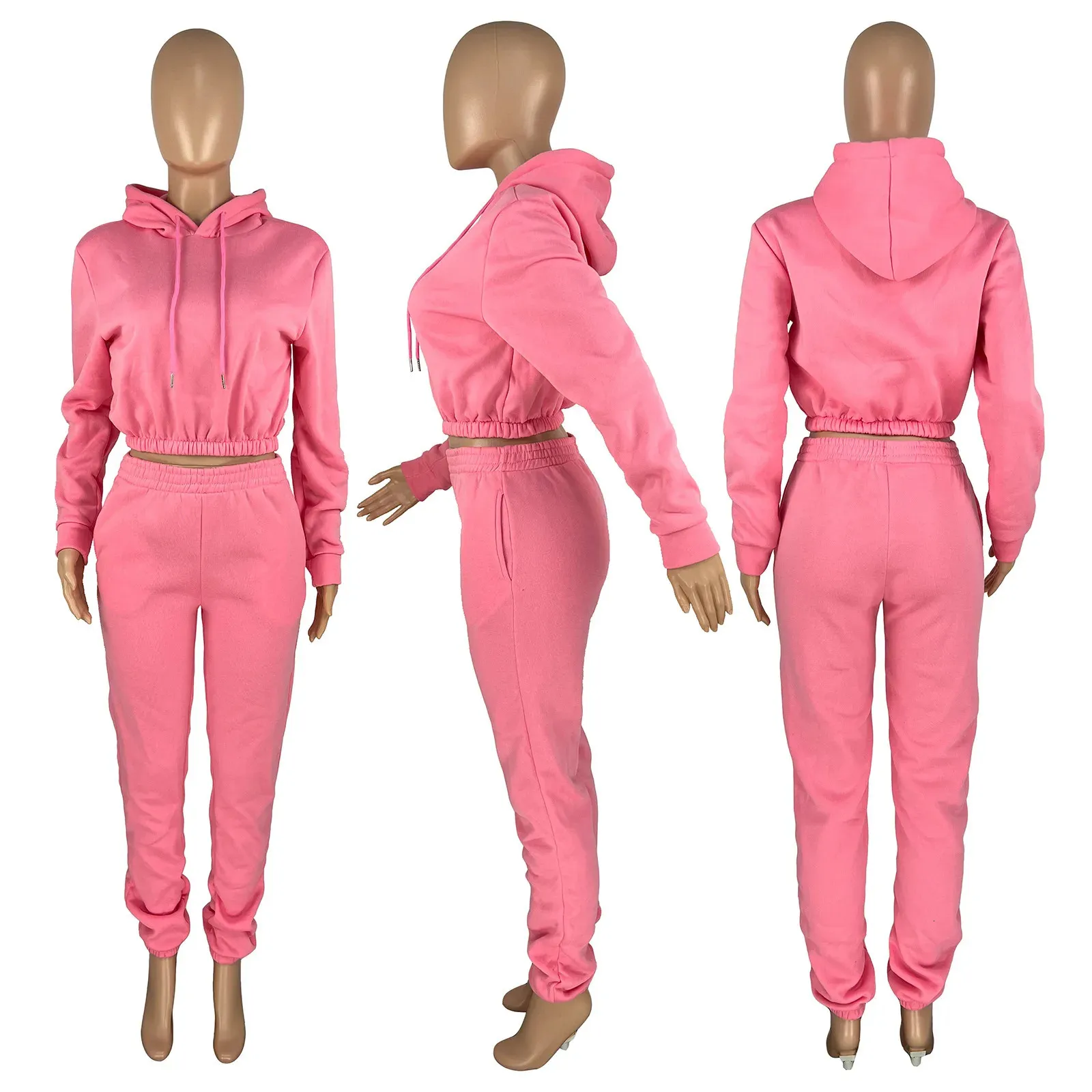 Womens Two Piece Pants Winter Womens Hood Tracksuit Sweatsuit Set
