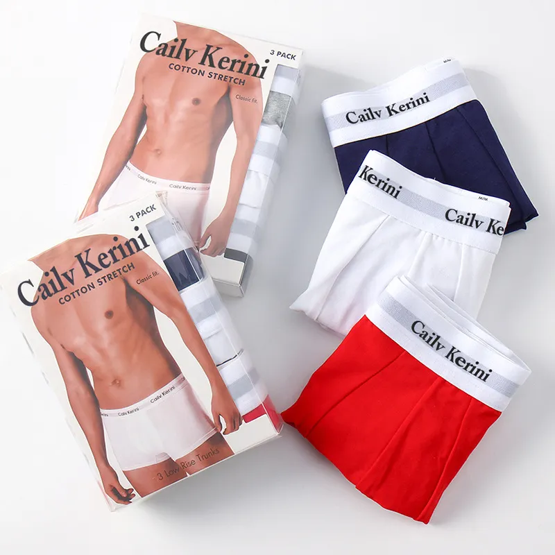 Originele Brief Stijl Designer Merk Boxers Heren Ondergoed Mannen Katoenen Onderbroek Mannelijke Brief Borduren Mannen Slipje Shorts Ondergoed Boxershorts Katoen Effen