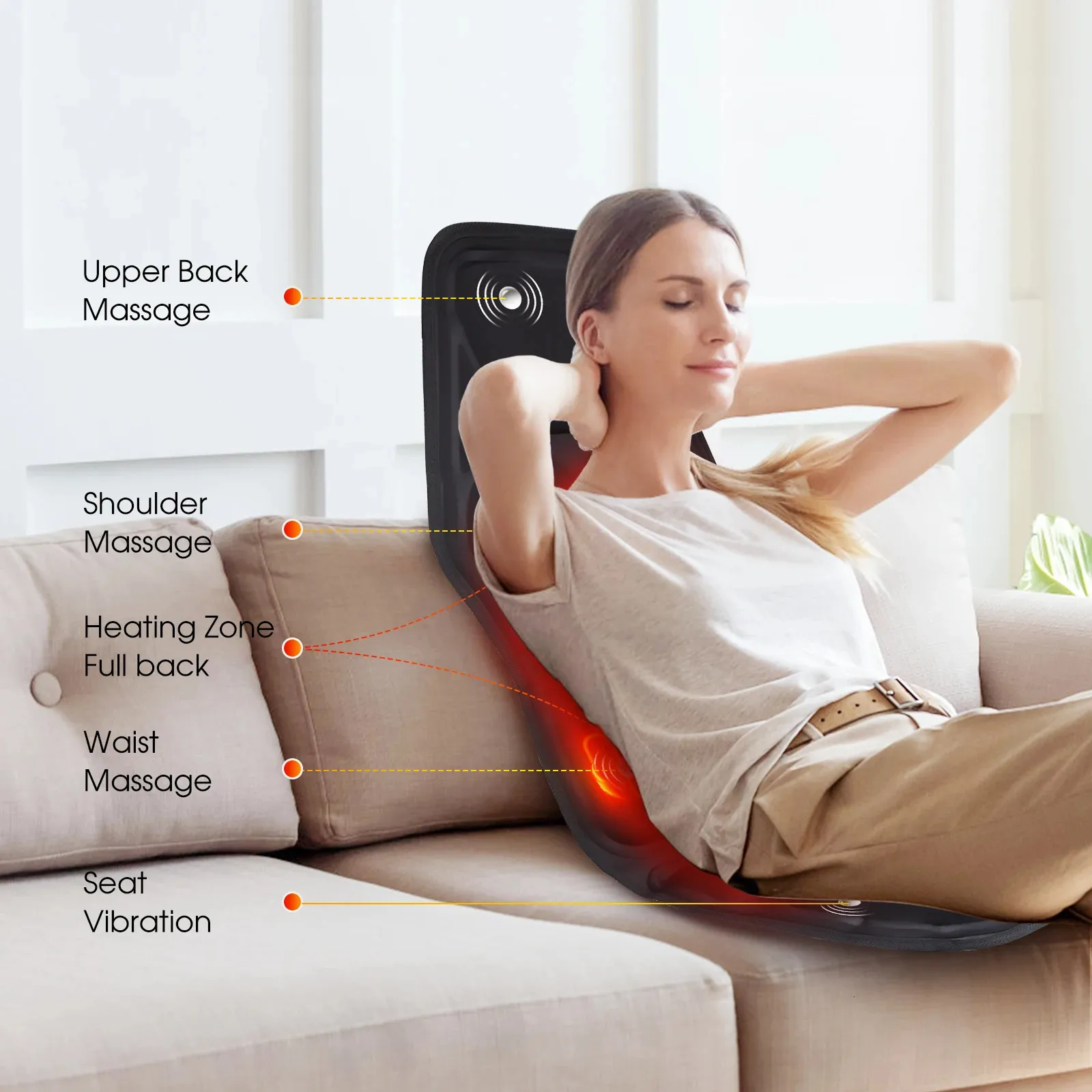 Heated Vibrating Back Massager Cushion - Pain Relief for Car, Office & Home  - Shop Now! from Dhgate Back Massager