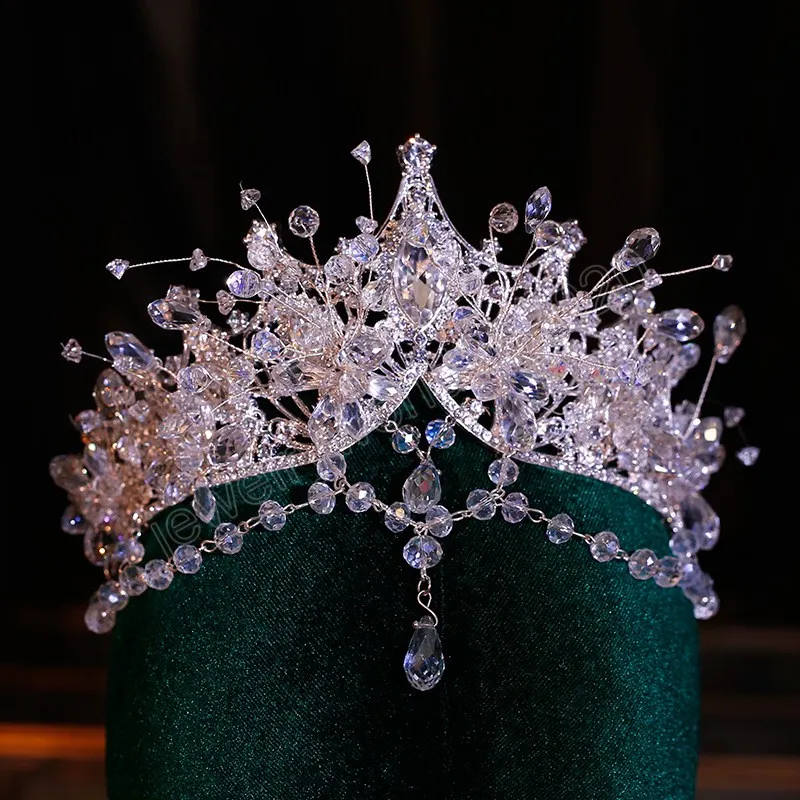 Luxe handgemaakte kristallen bruids tiara's kroon strass optocht diadema Collares hoofddeksels bruiloft haar sieraden