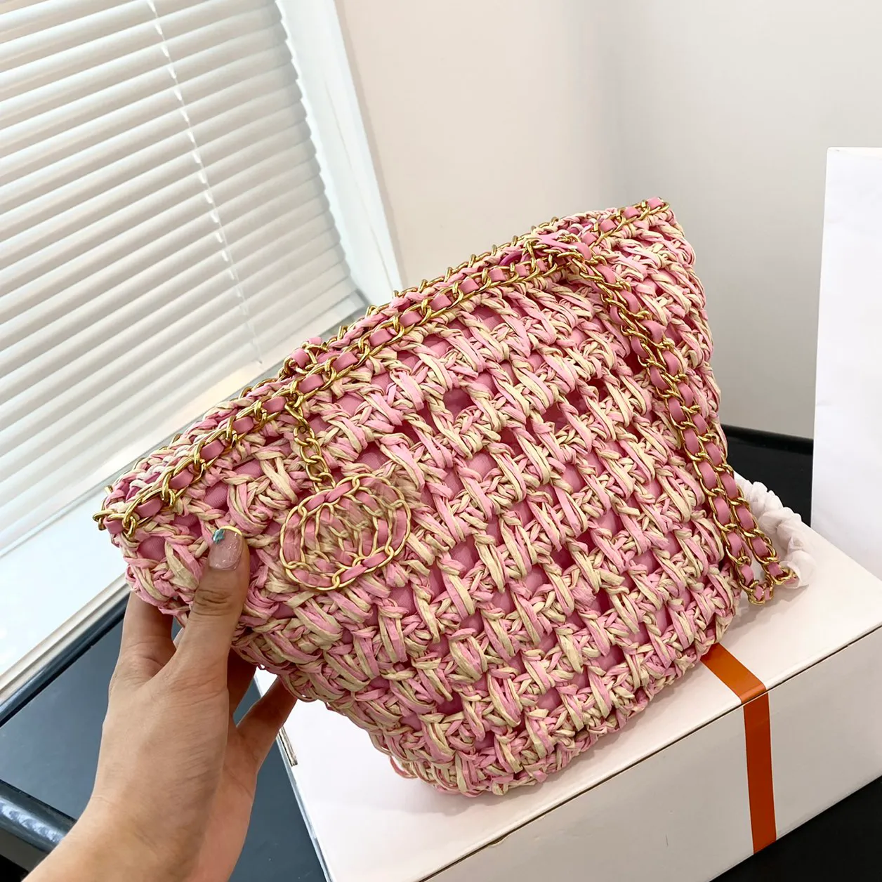 Designerka torba crossbody Bag torba plażowa 23p Łańcuchowa trawa tkanina torba posesarzana trawa trawna z tle warzywna projektanci plecak projektanci torby na ramię