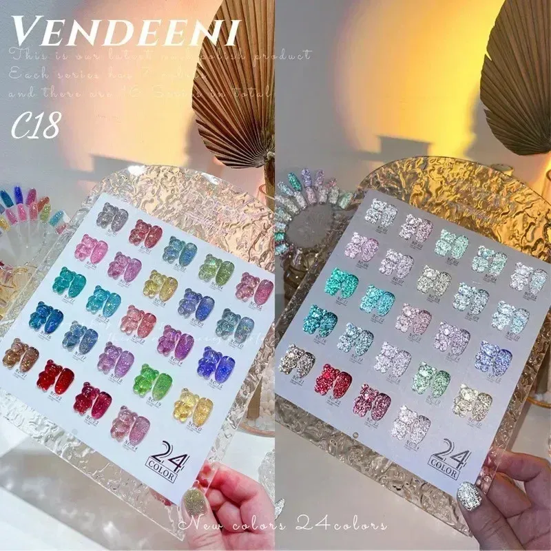 Nail Gel Candy colors Reflective Glitter Gel Nail Polish Color Shiny Sequins Absorb UV LED Varnish Nail Art Decoration 15 Collors 231202