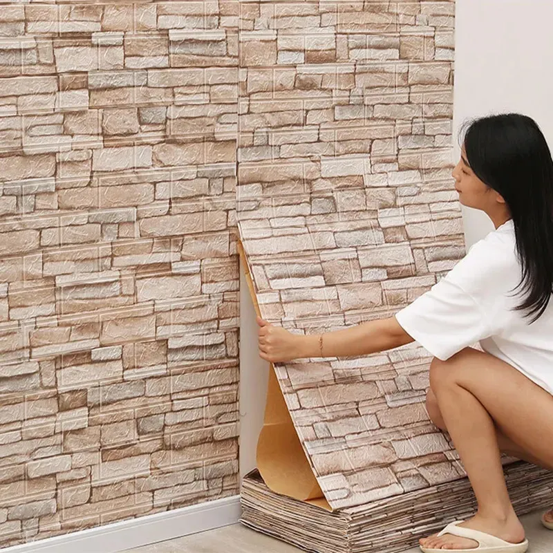 10 x 3D mattoni adesivi da parete in mattoni, 77 x 70 cm