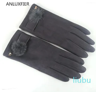 ファイブフィンガーグローブファッション女性の秋と冬の風邪の暖かい屋外の薄いタッチシンプルな手袋の韓国語バージョン