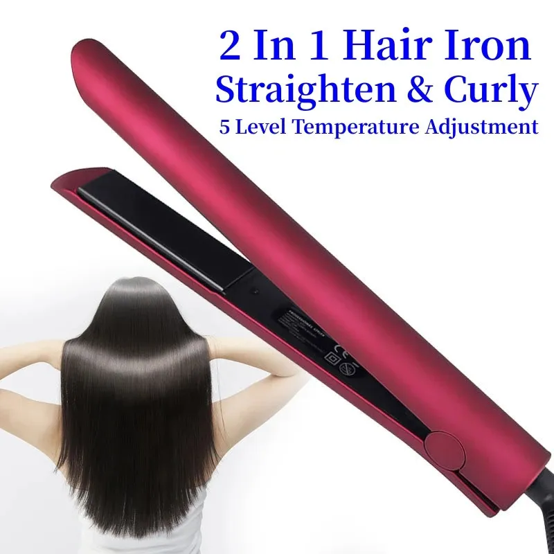 Prostownicy włosów Profesjonalne elektryczne prostownica włosów Włosy Flat Iron 2 1 Ceramiczne turmalinowe włosy prostowanie Curling Iron Corrugation 231202