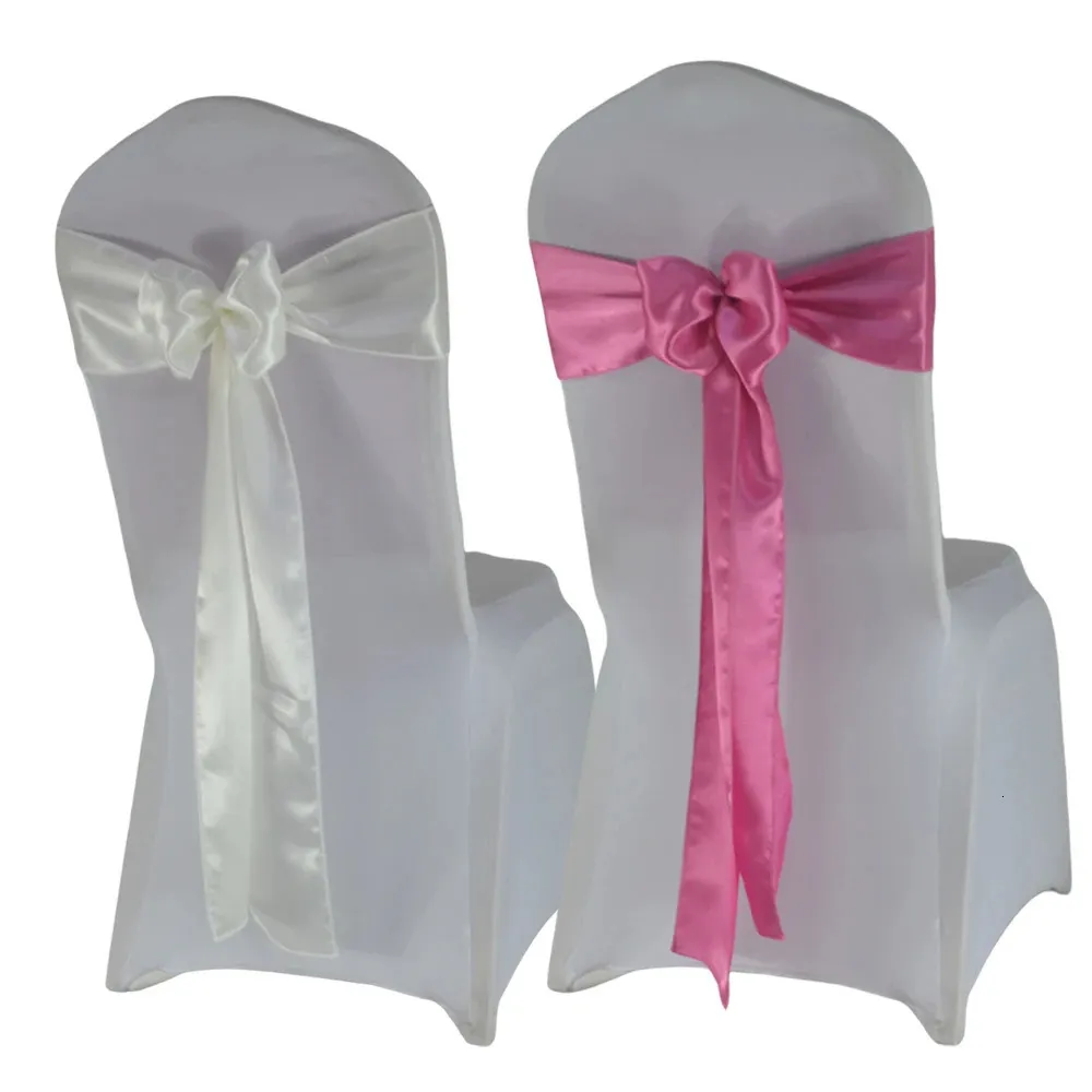 Sashes 100st Satin Bow Sash Wedding Chair Decoration Fjäril Ribbon Band Craft Christmas Födelsedag Baby Shower Banquet Party 231202