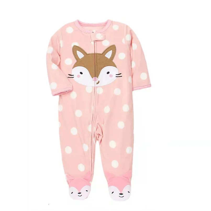 Tonçılar sıcak bebek 2023 sonbahar sevimli hayvan mikro polar polar bebek pijama bebek tulumları pijama nb 3 12m 231202