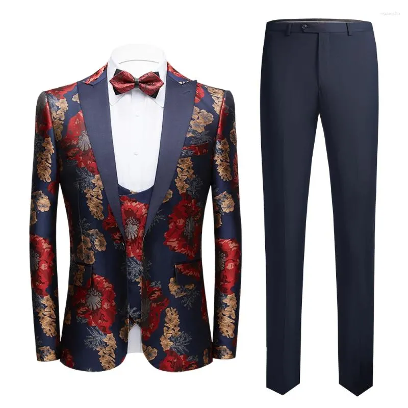 Abiti da uomo (giacche, gilet, pantaloni) Abbigliamento di lusso leggero Stampa aziendale di alta qualità Abito da 3 pezzi / Abito da uomo da festa Blazer casual