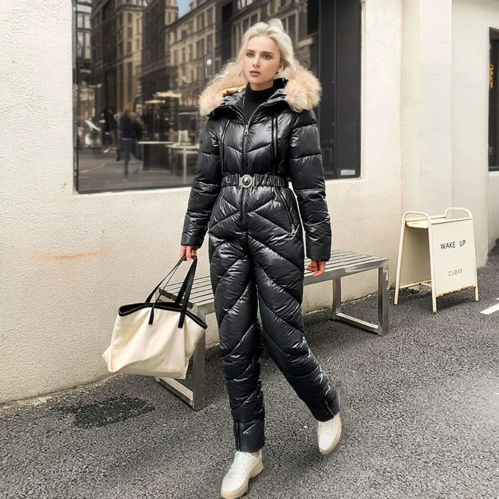 Doudoune de ski d'hiver pour femme, combinaison de sport de plein air à la mode, de tempérament chaud, 1f0