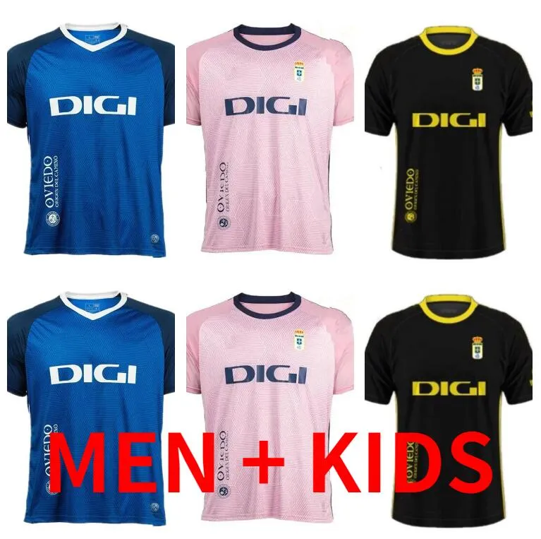 23 24 Oviedo Real Mens Soccer Jerseys Jimmy S. Cazorla Borja Camarasa Alemao Seoane Sebas Moyano Paulino Romario Home Away Football Shirt Men Kids Kit