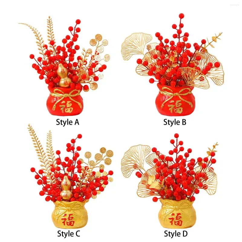 Decorative Flowers Chinese Spring Festival Purse Vase Feng Shui Ornament For Home Office Decor