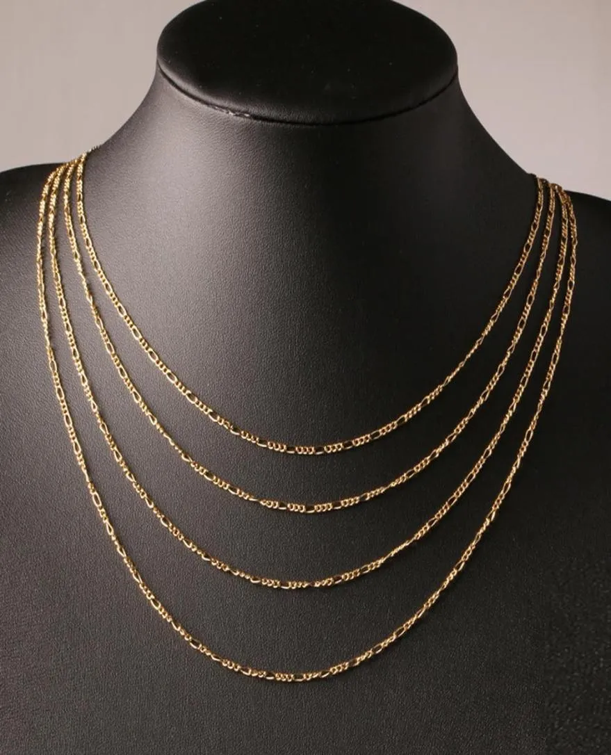 Fashion 18K gold plated and 925 sterling silver plated 2mm Wide Heavy Figaro Necklace Women Chains Men039s8432240