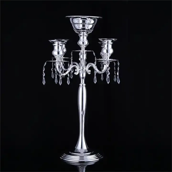 Metal Tall Artificial Flower Stand Wedding Decoration Gold Candelabra Crystal Centerpieces 74