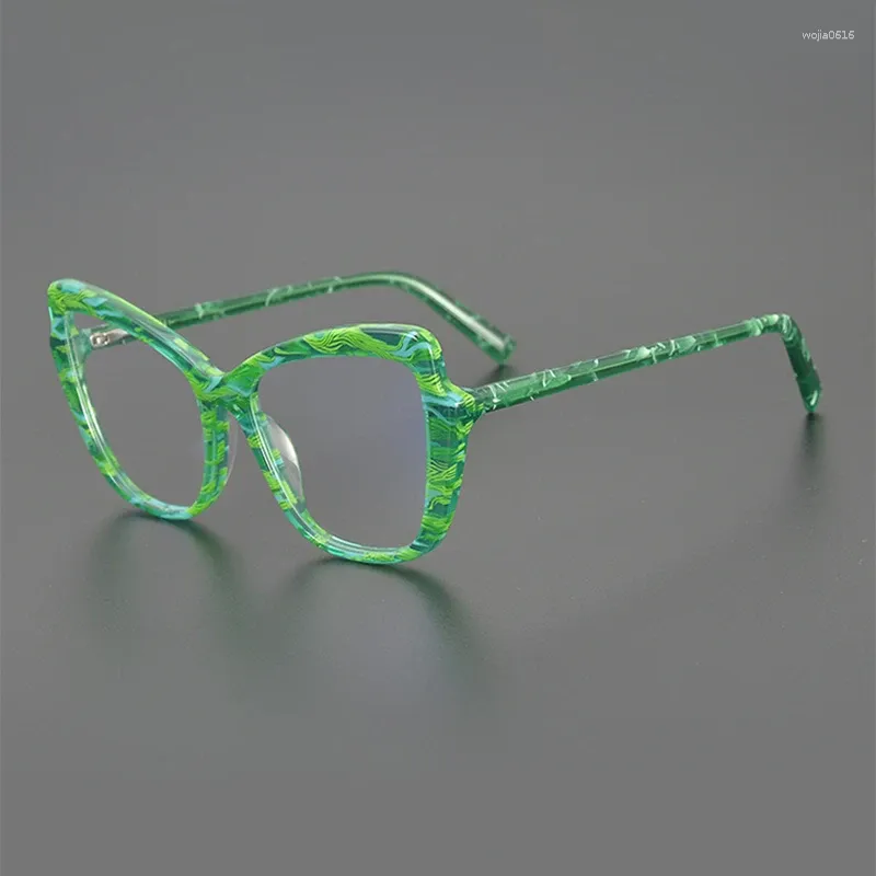 Montature per occhiali da sole Designer di nicchia Moda Cat-eye Montatura in acetato Occhiali da vista ottici quadrati grandi da uomo e da donna Viso tondo