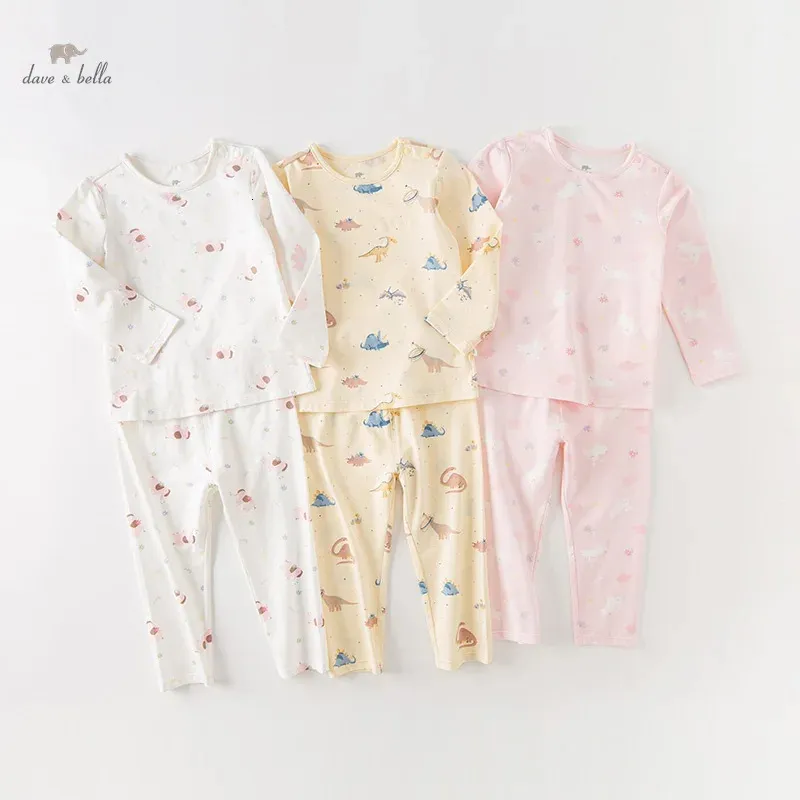 Pyjamas Dave Bella enfants fille garçon pyjama costume automne mode décontracté coton confortable imprimé mignon deux pièces DB3238287 231202