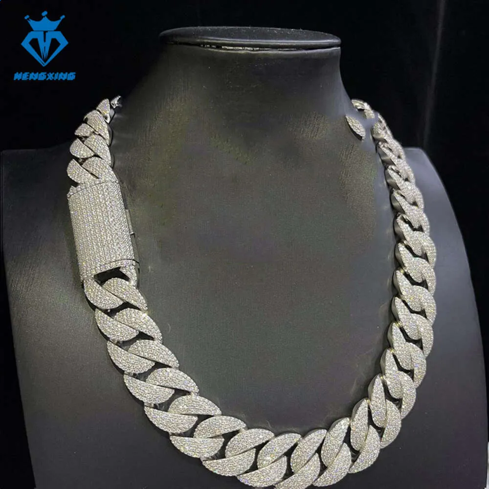 Nieuwe Proces Sieraden 18mm 925 Zilver Ice Out Mossinate Diamond Cubaanse Ketting Mannen Rvs Link