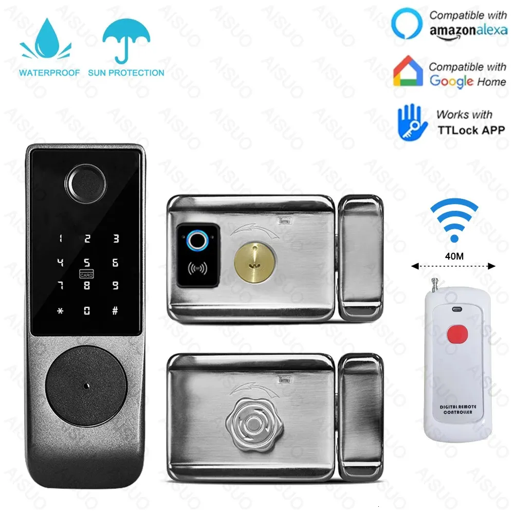 Deursloten TT LOCK Outdoor Waterdicht Smart Lock Vingerafdruk Biometrisch Digitaal met afstandsbediening Elektronisch 231202