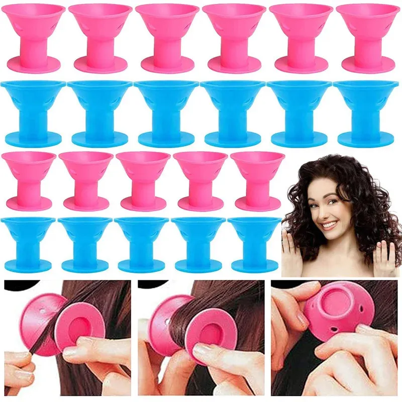 Rolos de cabelo 60pcs rolos de cabelo mágicos de silicone sem calor haste de ondulação durante a noite rolos de borracha macia diy ferramentas de estilo de cabelo para mulheres meninas 231202